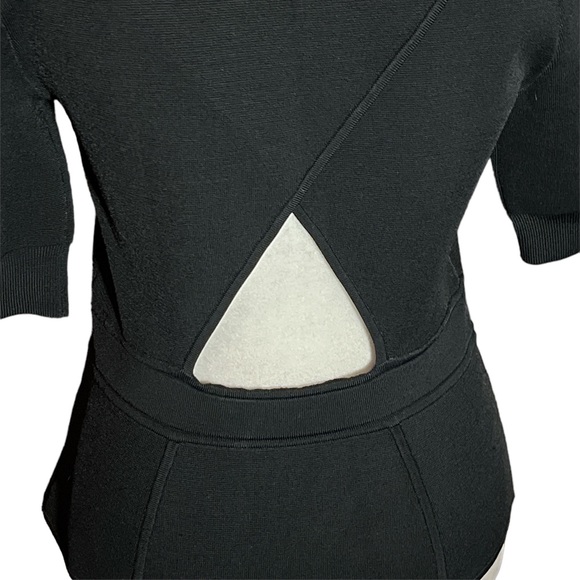A.L.C. BLACK OPEN BACK SHORT SLEEVE PEPLUM SWEATER - Picture 4 of 6
